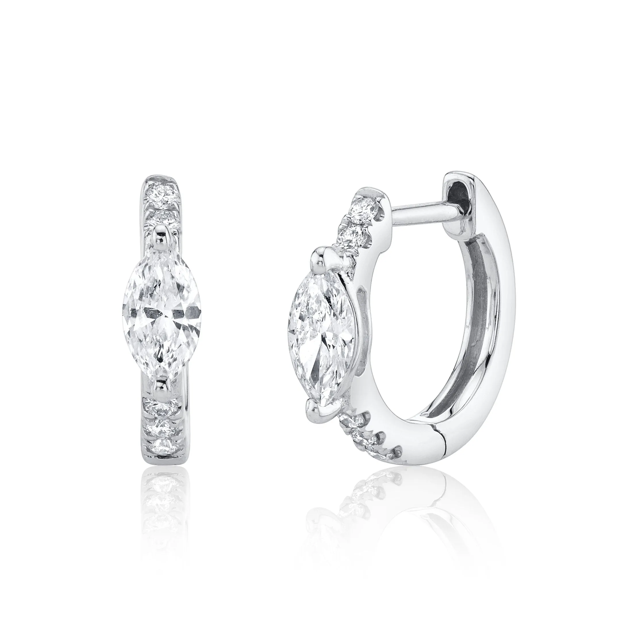 DIAMOND HUGGIES WITH MARQUISE DIAMOND CENTER Anita Ko