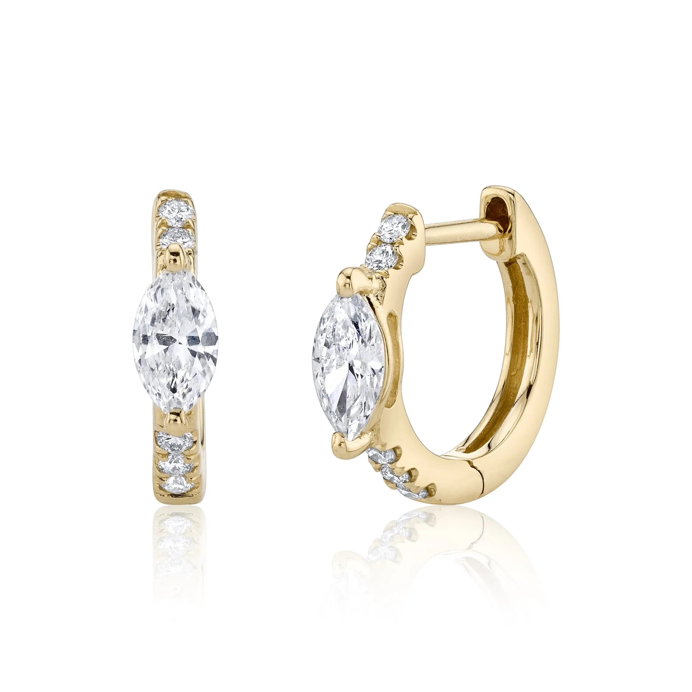 DIAMOND HUGGIES WITH MARQUISE DIAMOND CENTER Anita Ko