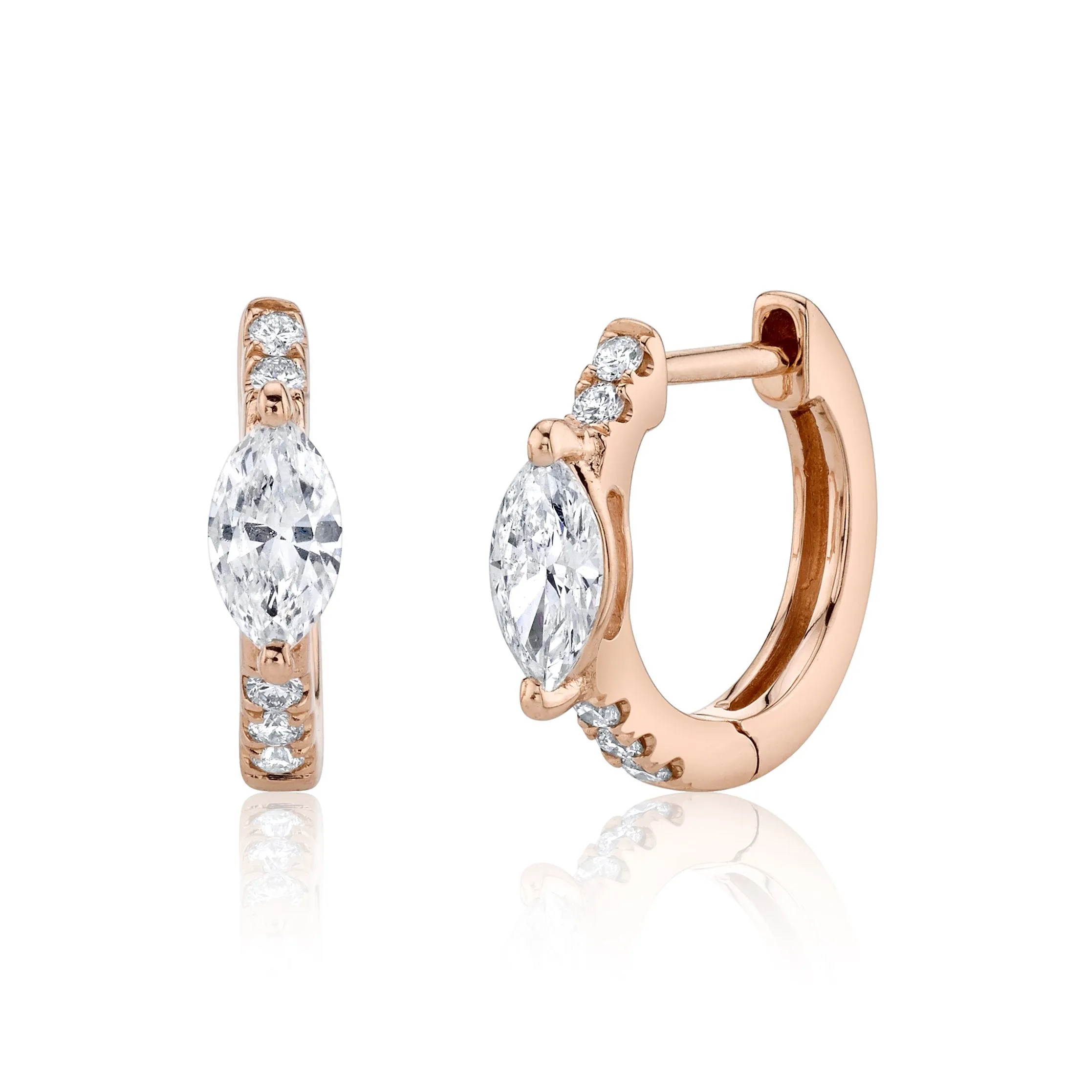 DIAMOND HUGGIES WITH MARQUISE DIAMOND CENTER Anita Ko