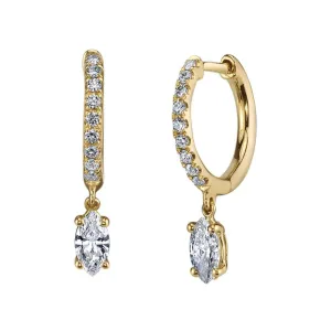 DIAMOND HUGGIES WITH MARQUISE DIAMOND DROP Anita Ko