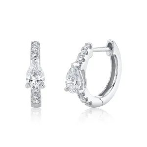 DIAMOND HUGGIES WITH PEAR DIAMOND CENTER Anita Ko