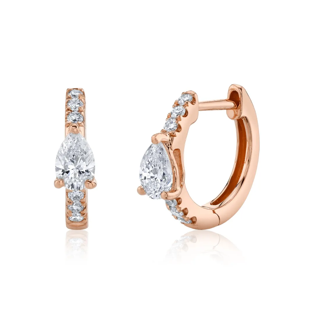 DIAMOND HUGGIES WITH PEAR DIAMOND CENTER Anita Ko