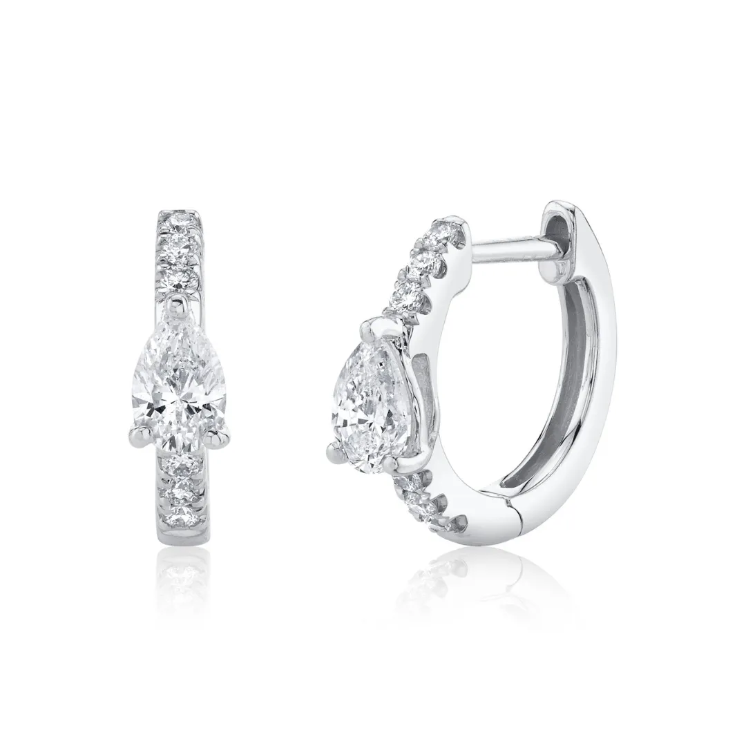 DIAMOND HUGGIES WITH PEAR DIAMOND CENTER Anita Ko