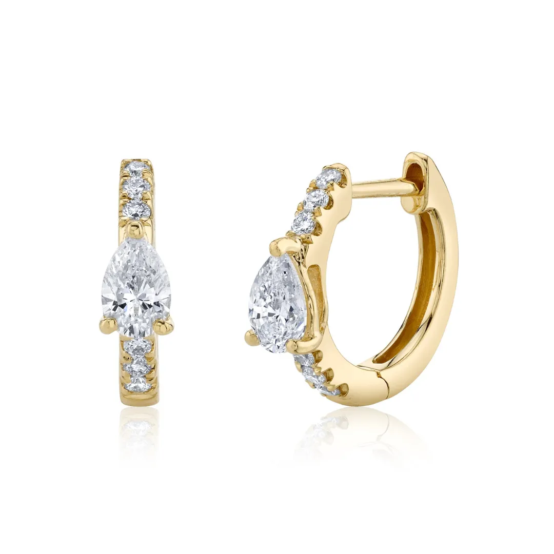 DIAMOND HUGGIES WITH PEAR DIAMOND CENTER Anita Ko
