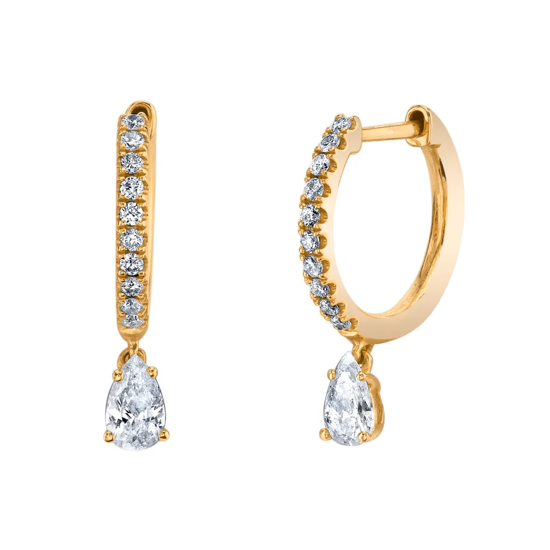 DIAMOND HUGGIES WITH PEAR DIAMOND DROP Anita Ko