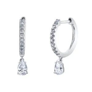 DIAMOND HUGGIES WITH PEAR DIAMOND DROP Anita Ko