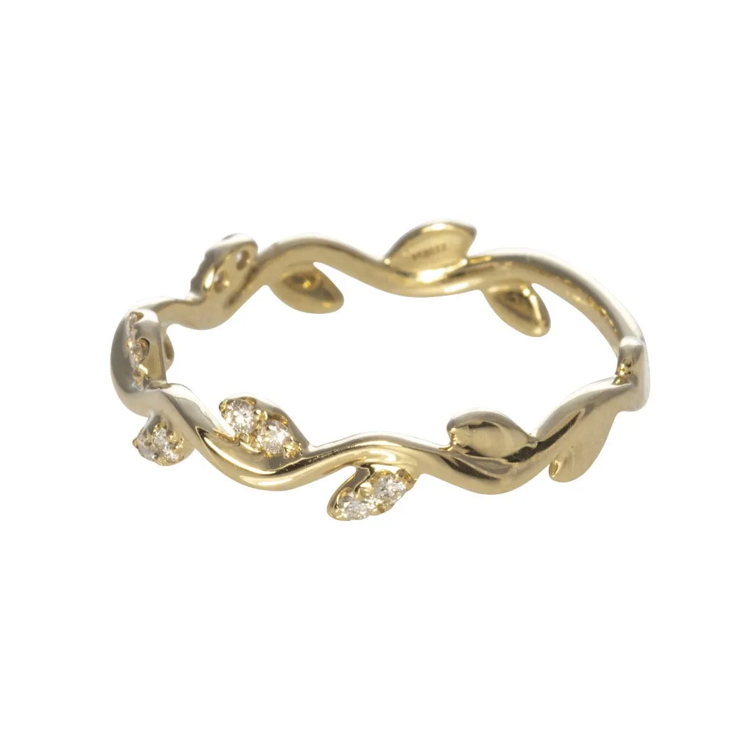 Diamond Leaf 14K Yellow Gold Stackable Band Croghans