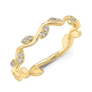 Diamond Leaf 14K Yellow Gold Stackable Band Croghans