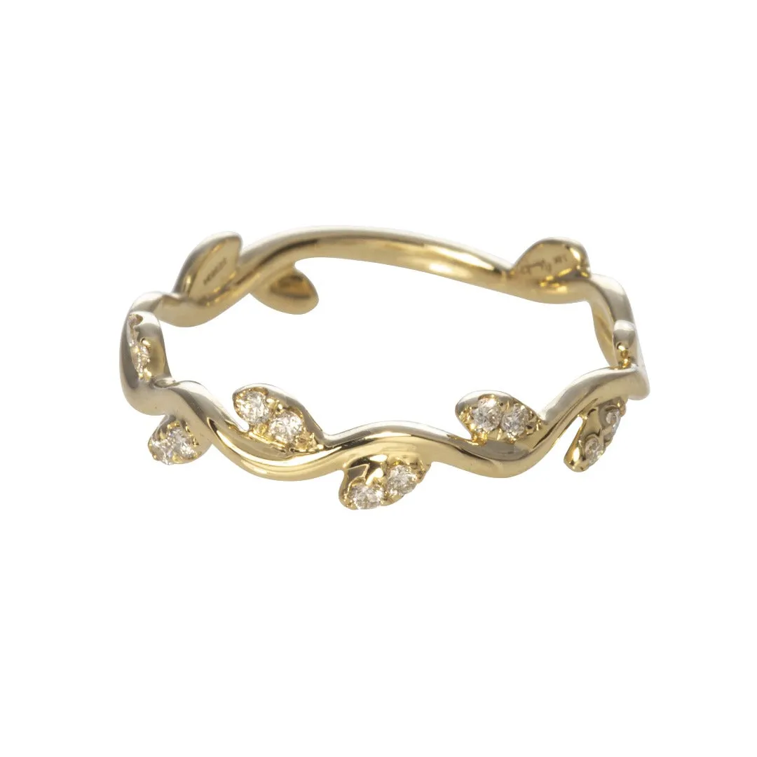 Diamond Leaf 14K Yellow Gold Stackable Band Croghans