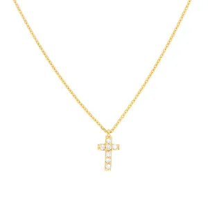 Diamond Mini Cross 14K Yellow Gold Pendant Necklace Croghans