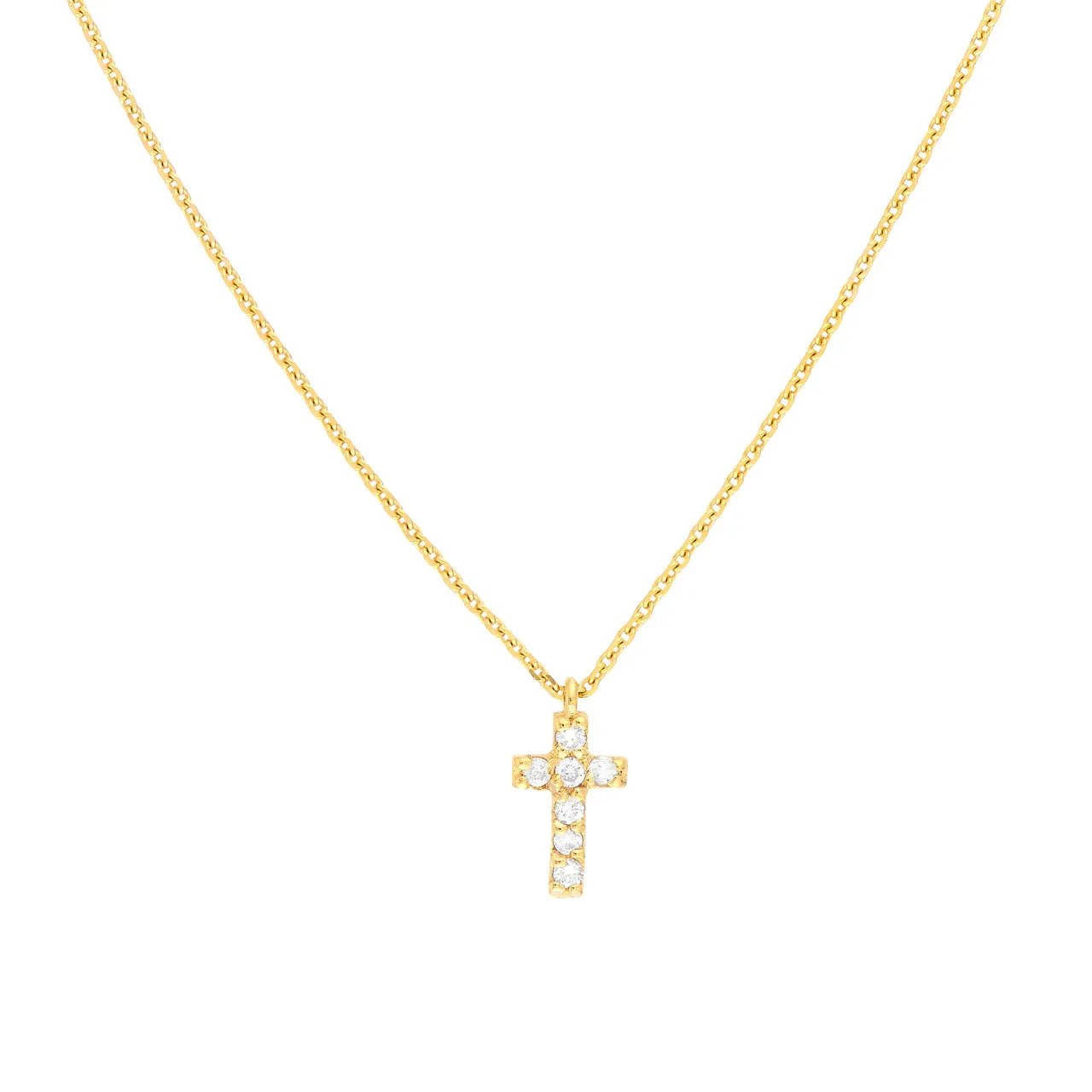 Diamond Mini Cross 14K Yellow Gold Pendant Necklace Croghans