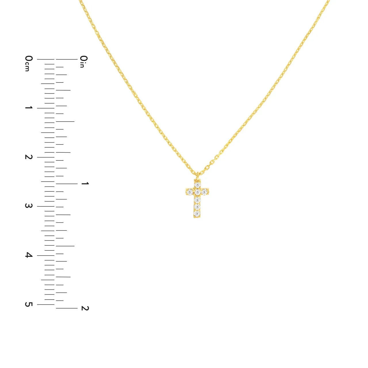 Diamond Mini Cross 14K Yellow Gold Pendant Necklace Croghans