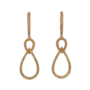 Diamond Pav Interlocked Pear Drop 14K Yellow Gold Earrings Croghans