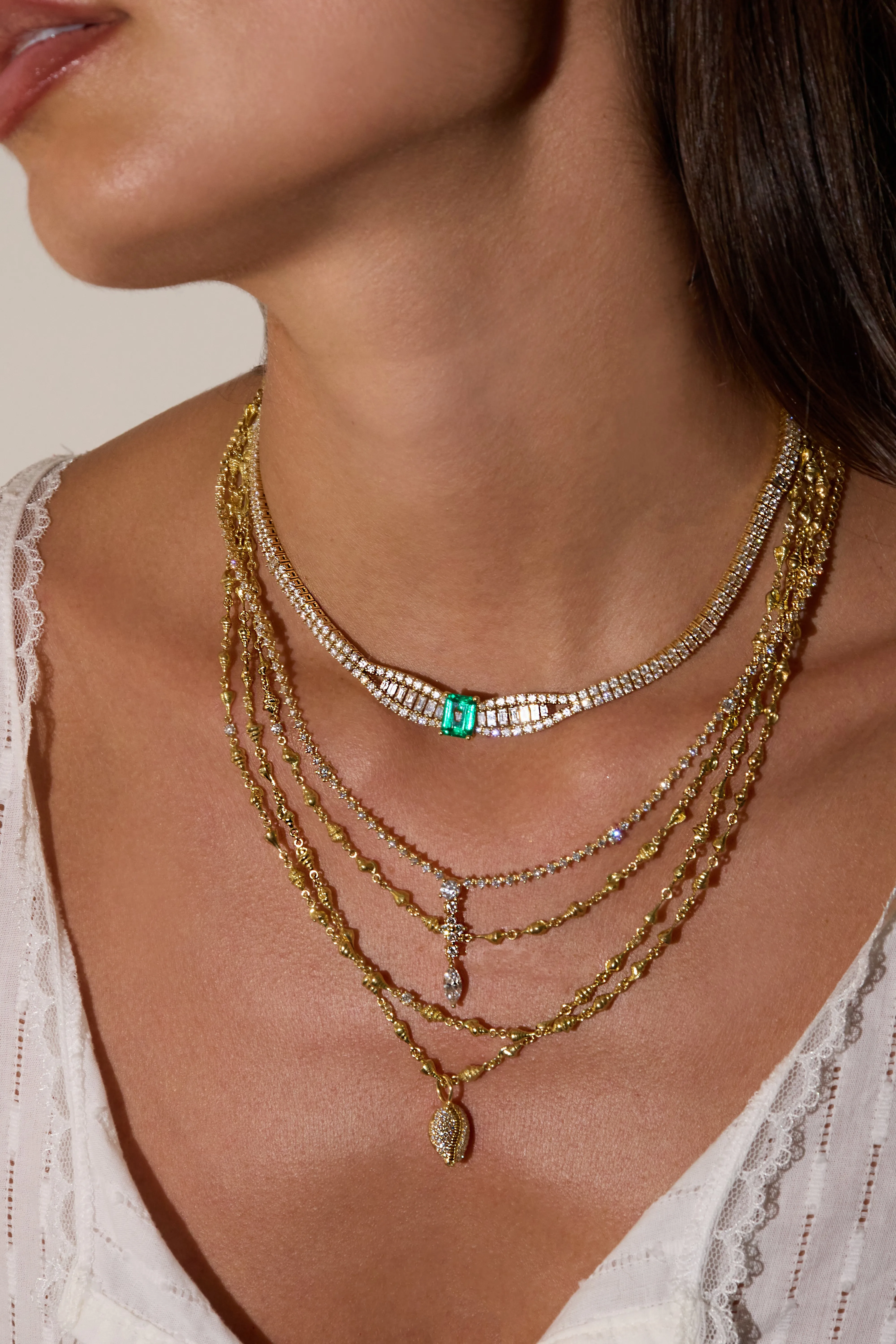 DIAMOND PUKA SHELL PENDANT Anita Ko