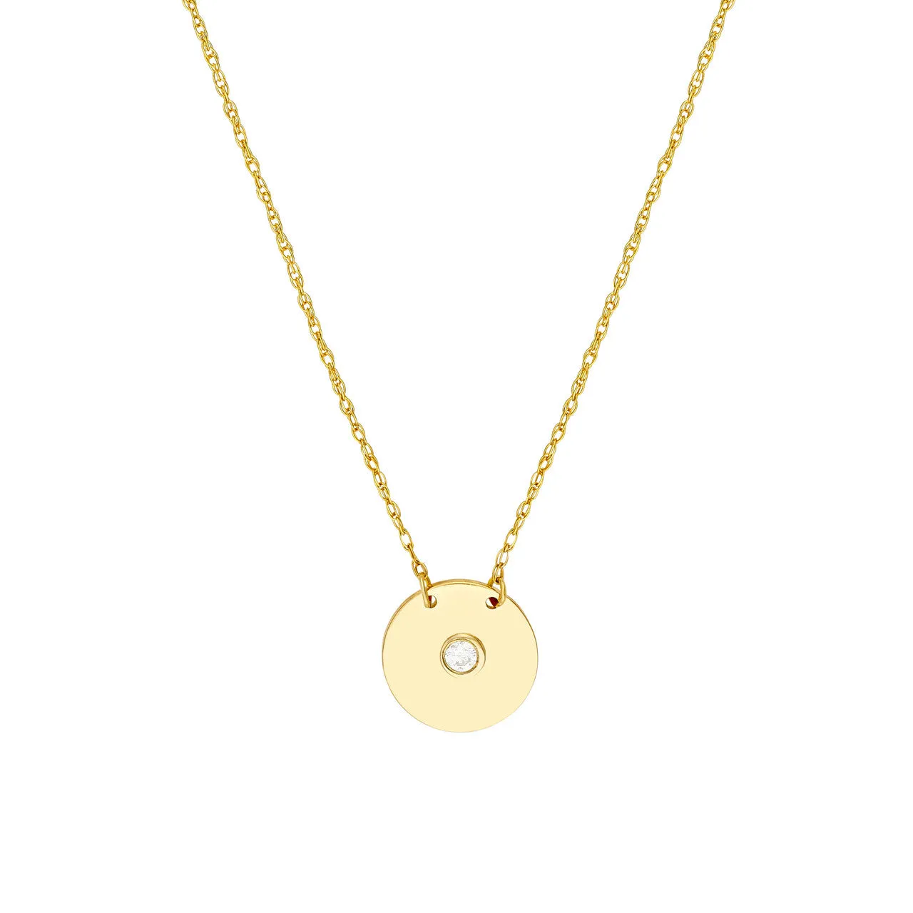 Diamond Small Disk 14K Yellow Gold Pendant Necklace Croghans