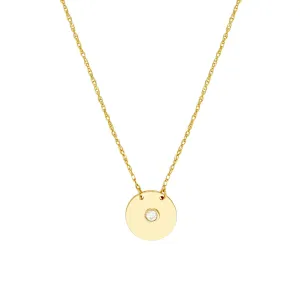 Diamond Small Disk 14K Yellow Gold Pendant Necklace Croghans