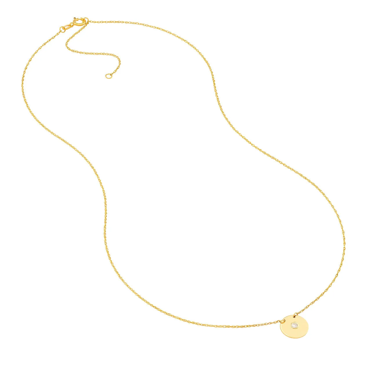 Diamond Small Disk 14K Yellow Gold Pendant Necklace Croghans