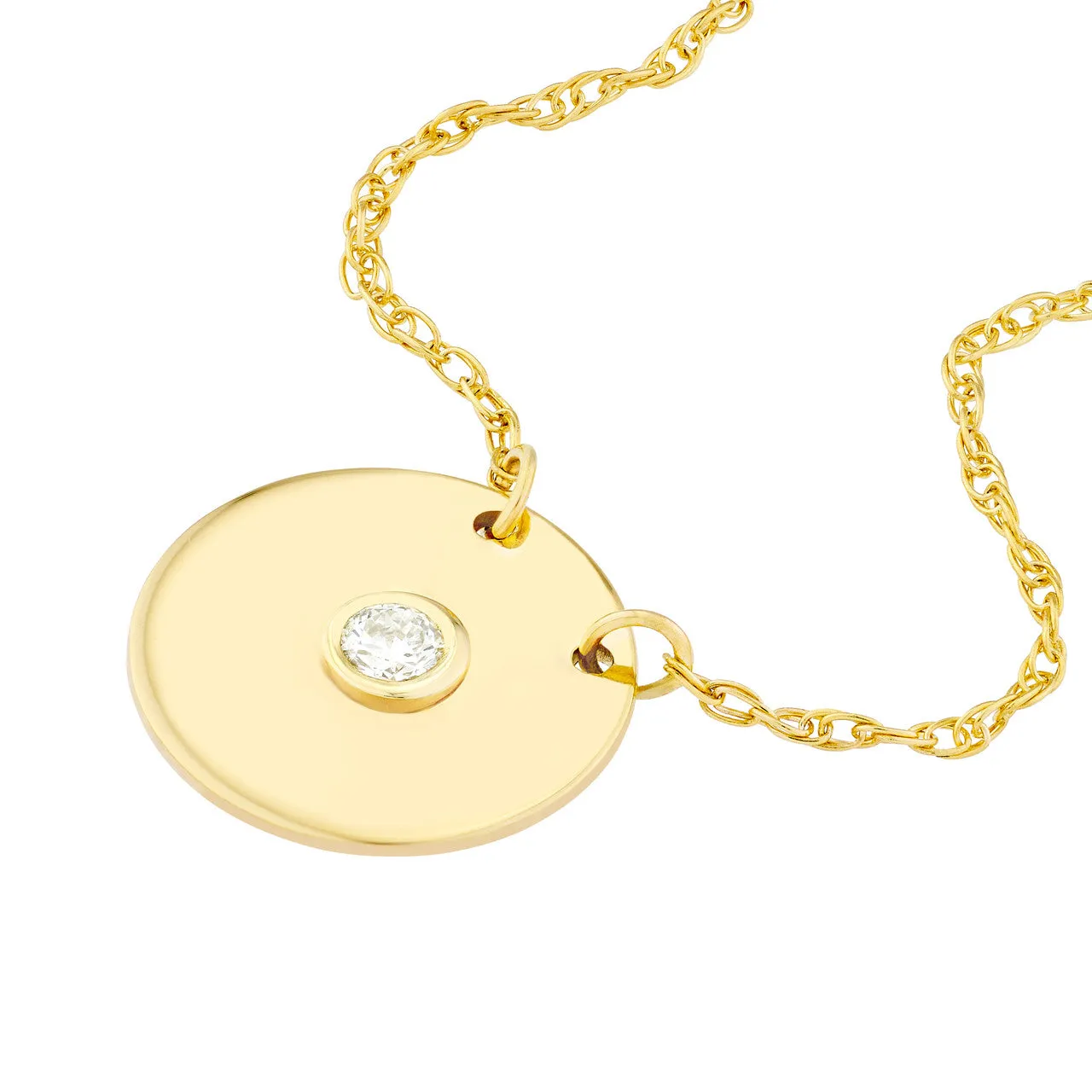 Diamond Small Disk 14K Yellow Gold Pendant Necklace Croghans