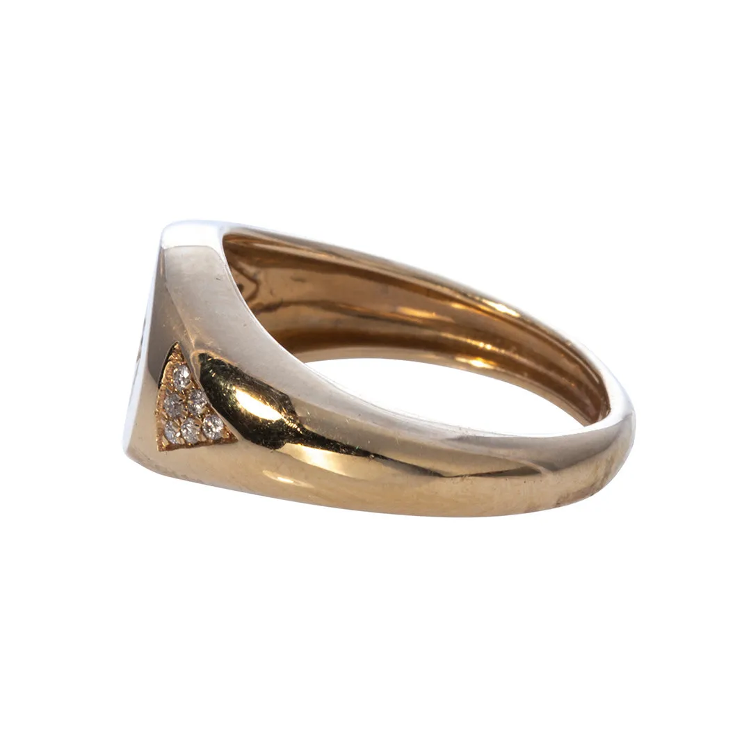 Diamond Starburst 14K Yellow Gold Signet Ring Croghans