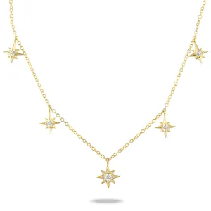 Diamond Starburst Drop Station 14K Yellow Gold Necklace Croghans