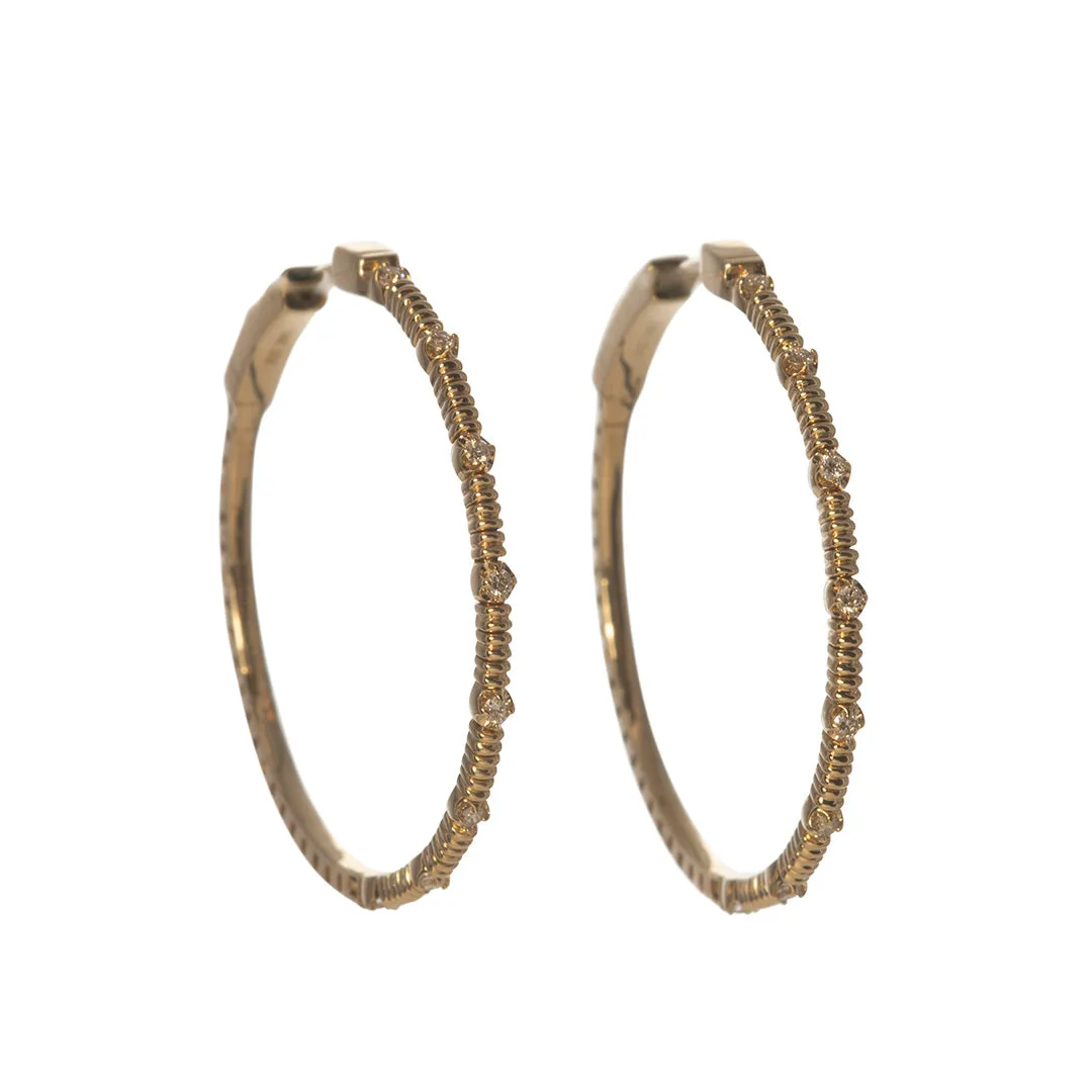 Diamond Station 14K Yellow Gold Flex Hoop Earrings Croghans