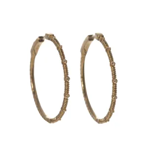 Diamond Station 14K Yellow Gold Flex Hoop Earrings Croghans
