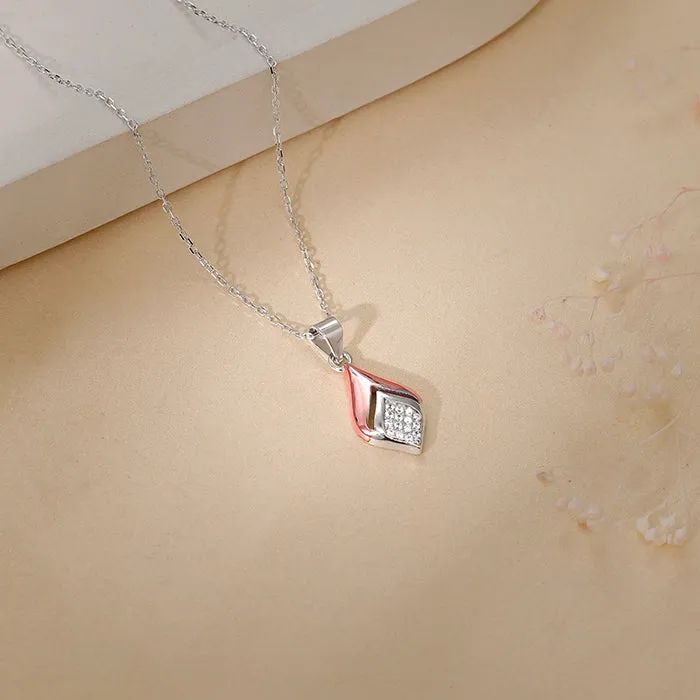 Dual Tone Majestic Rhombus Pendant With Link Chain Giva