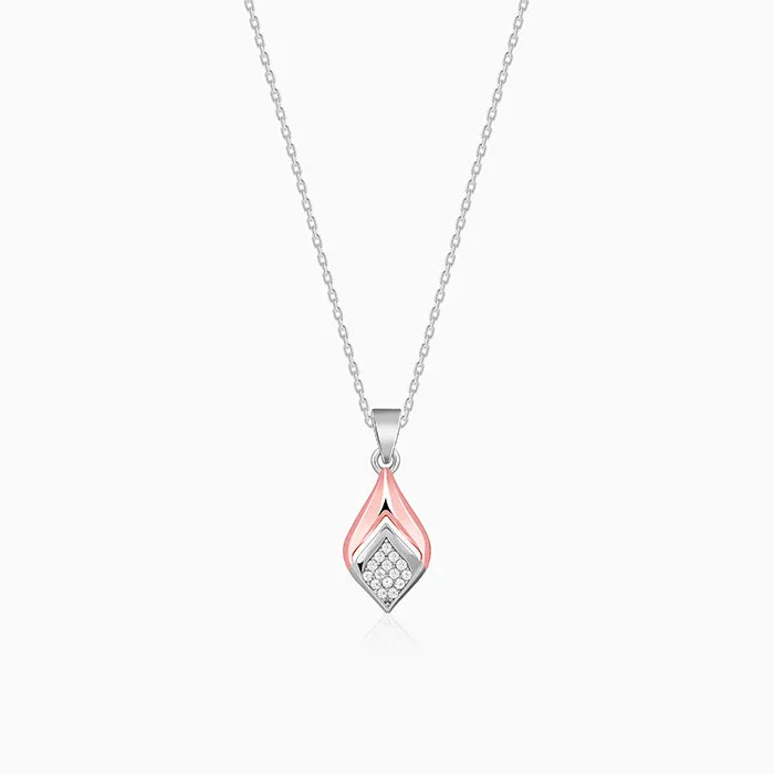 Dual Tone Majestic Rhombus Pendant With Link Chain Giva