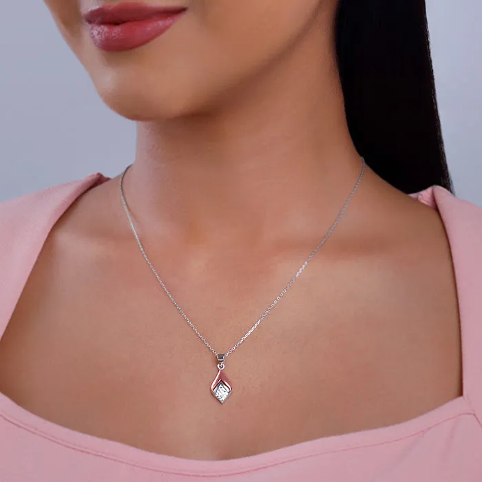 Dual Tone Majestic Rhombus Pendant With Link Chain Giva