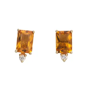 Emerald-Cut Citrine & Diamond 14K Yellow Gold Earrings Croghans