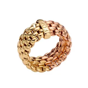 Fope Essentials 18ct Rose and Yellow Gold Flexible Wide Ring