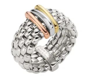 Fope Panorama 18ct White Gold Mixed Rondelle Flexible Ring