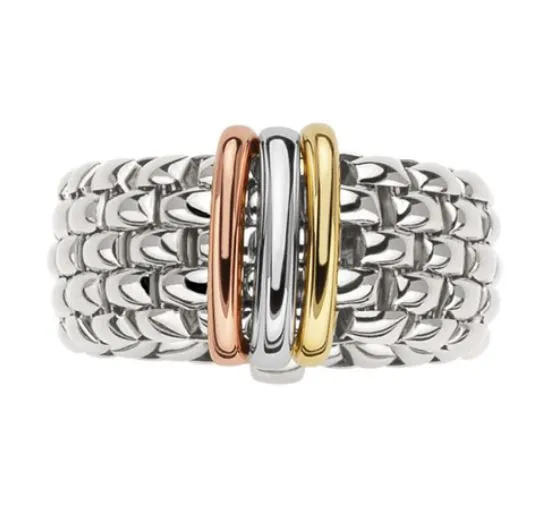 Fope Panorama 18ct White Gold Mixed Rondelle Flexible Ring