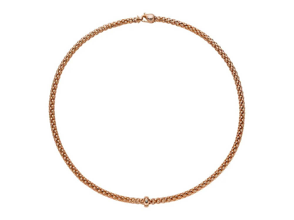 Fope Solo 18ct Rose Gold 0.01ct Diamond 43cm Necklace