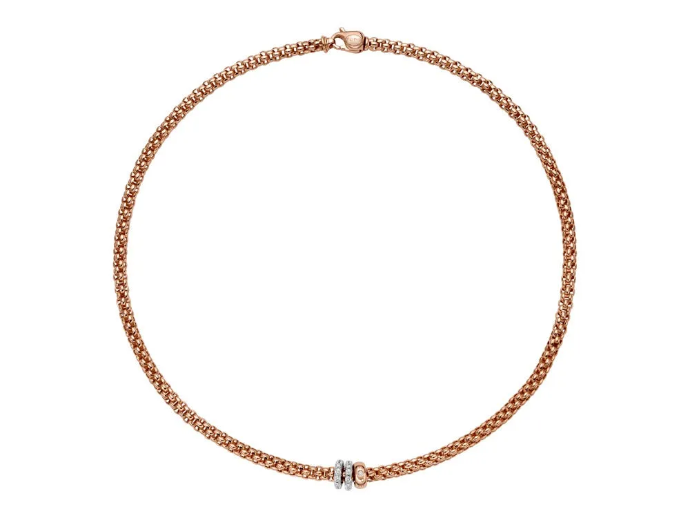 Fope Solo 18ct Rose Gold 0.56ct Diamond 43cm Necklace