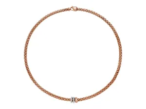 Fope Solo 18ct Rose Gold 0.56ct Diamond 43cm Necklace