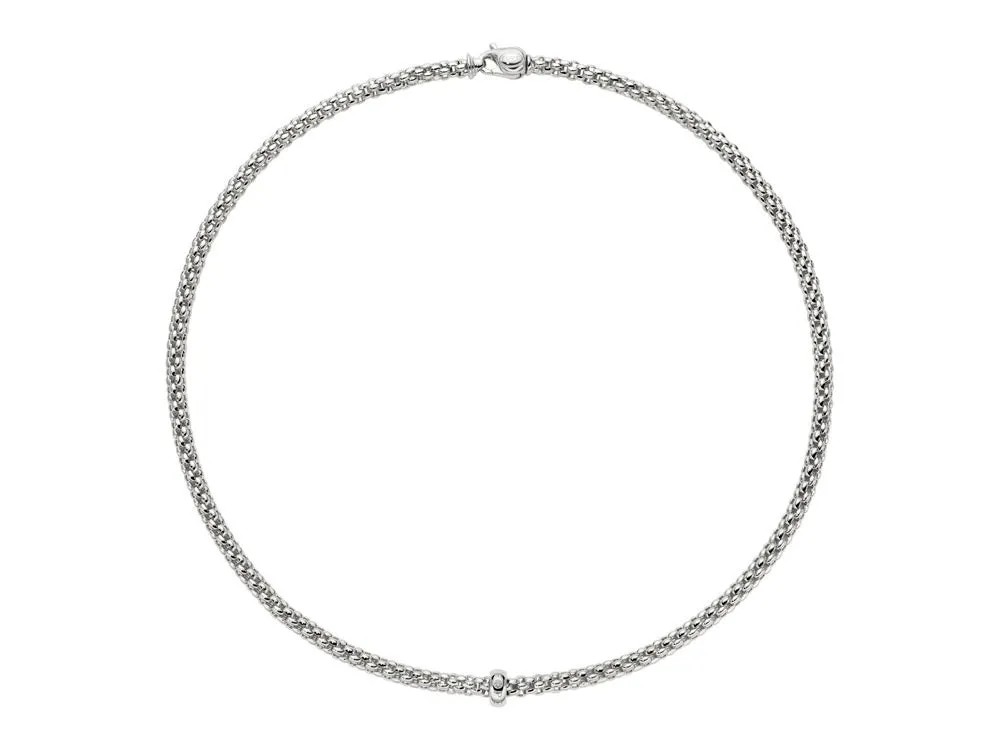 Fope Solo 18ct White Gold 0.01ct Diamond 50cm Necklace