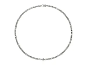 Fope Solo 18ct White Gold 0.01ct Diamond 50cm Necklace