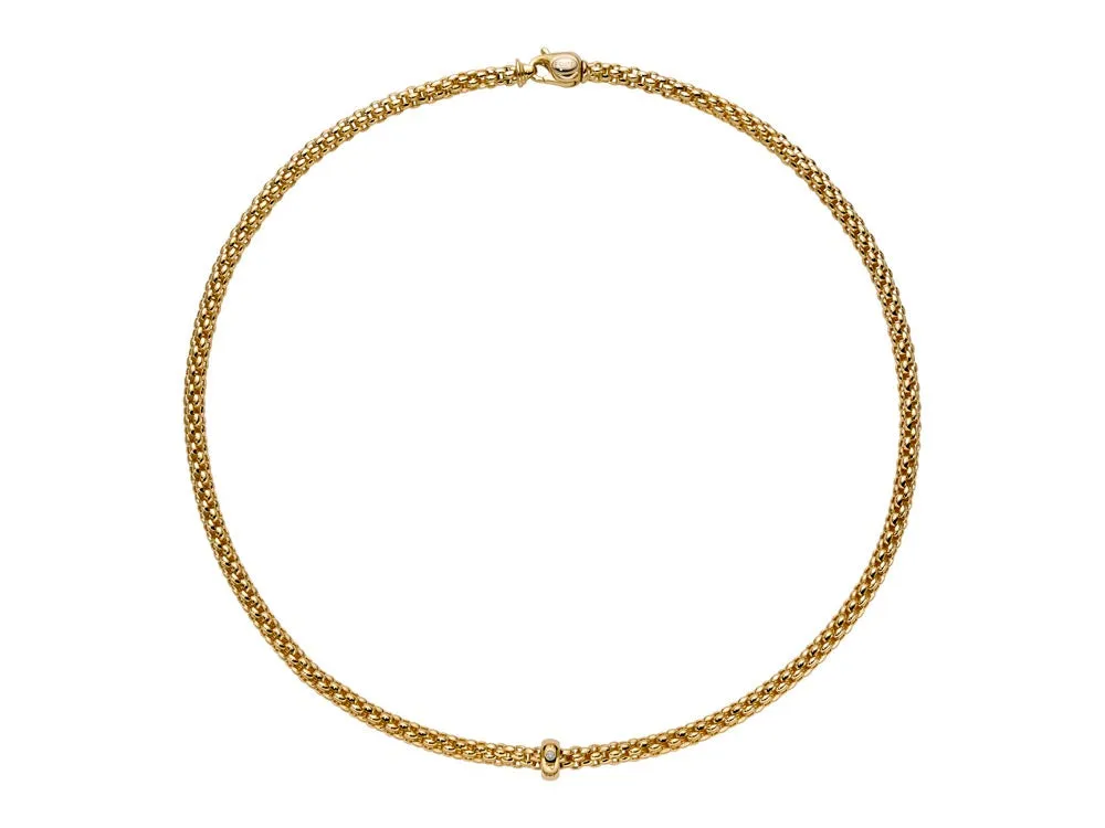 Fope Solo 18ct Yellow Gold 0.01ct Diamond 50cm Necklace