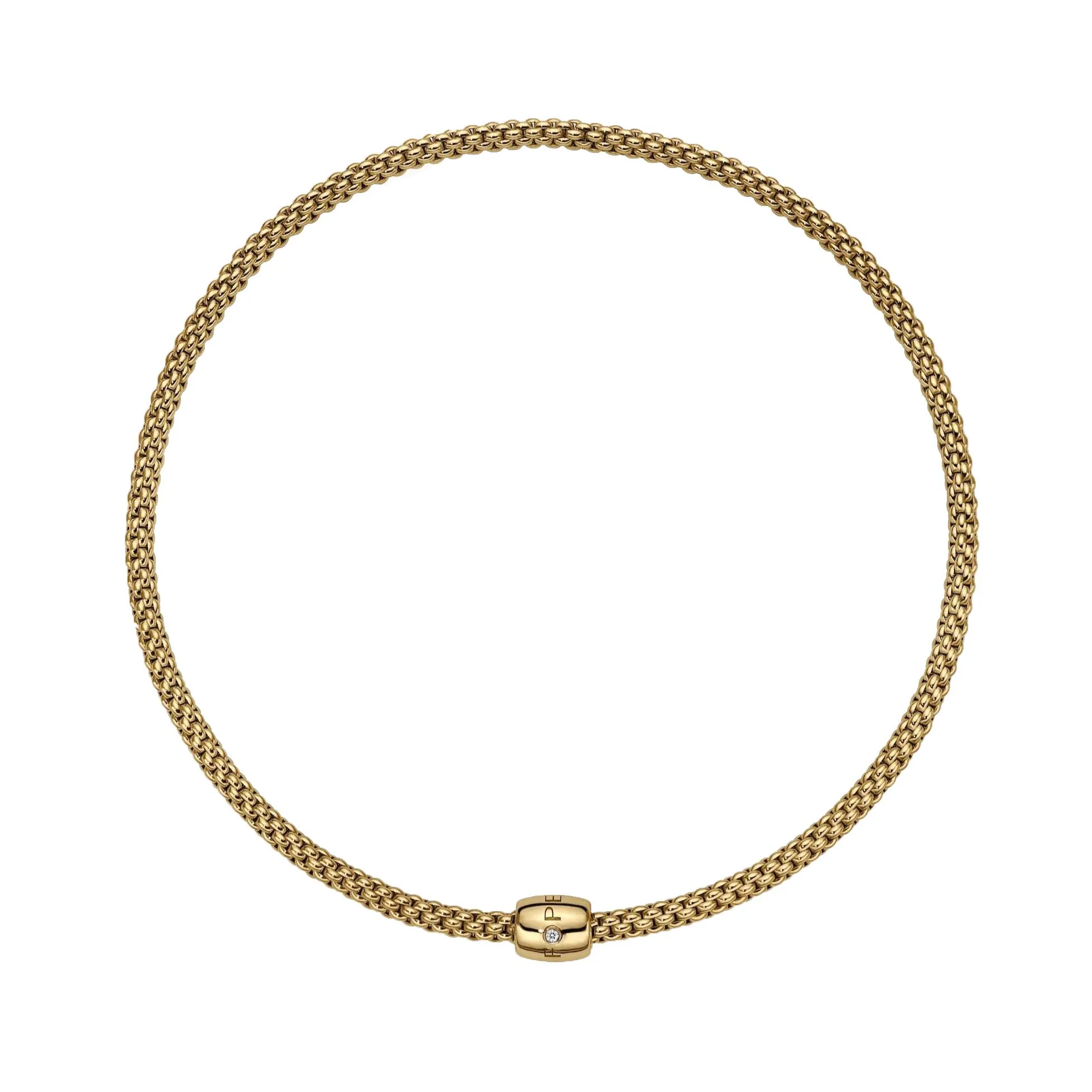 Fope Solo 18ct Yellow Gold 0.03ct Diamond 43cm Necklace