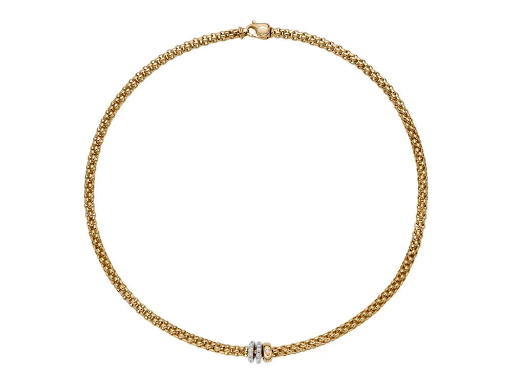 Fope Solo 18ct Yellow Gold 0.56ct Diamond 43cm Necklace