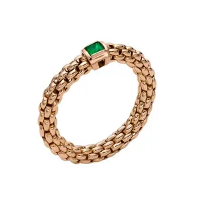 Fope Souls 18ct Rose Gold Emerald Flexible Ring