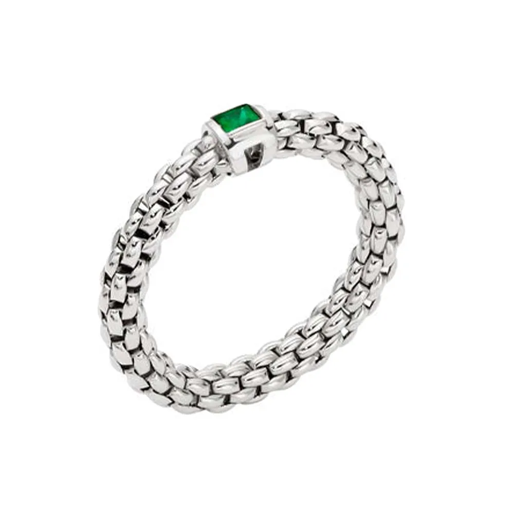 Fope Souls 18ct White Gold Emerald Flexible Ring