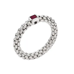 Fope Souls 18ct White Gold Ruby Flexible Ring