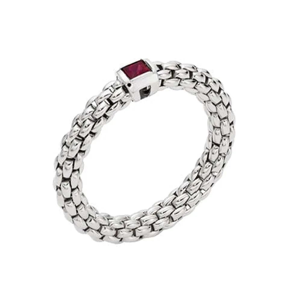 Fope Souls 18ct White Gold Ruby Flexible Ring