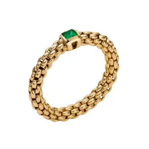 Fope Souls 18ct Yellow Gold Emerald Flexible Ring