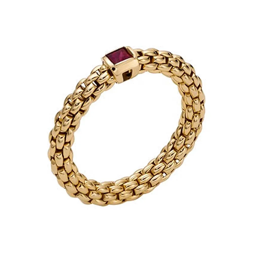 Fope Souls 18ct Yellow Gold Ruby Flexible Ring