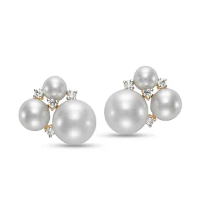 Freshwater Pearl & Diamond 14K Yellow Gold Earrings Croghans