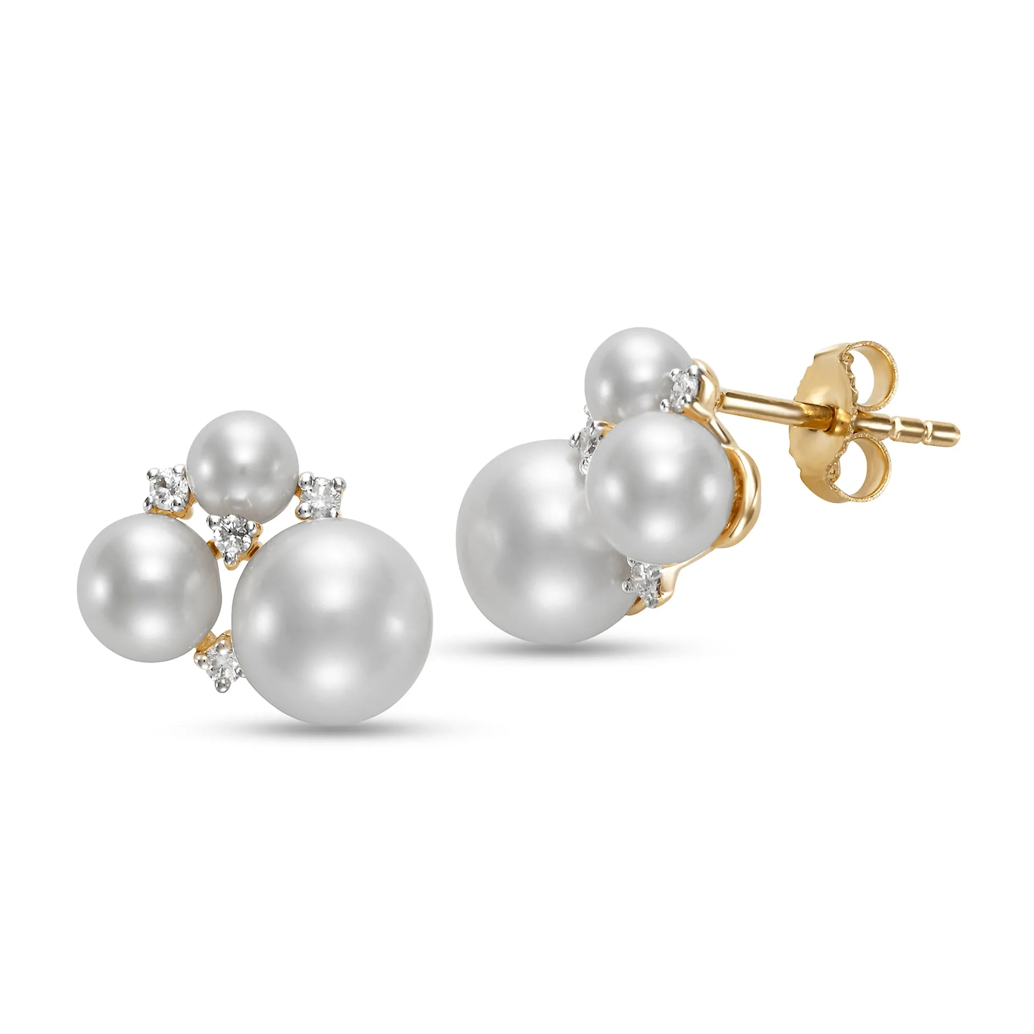 Freshwater Pearl & Diamond 14K Yellow Gold Earrings Croghans