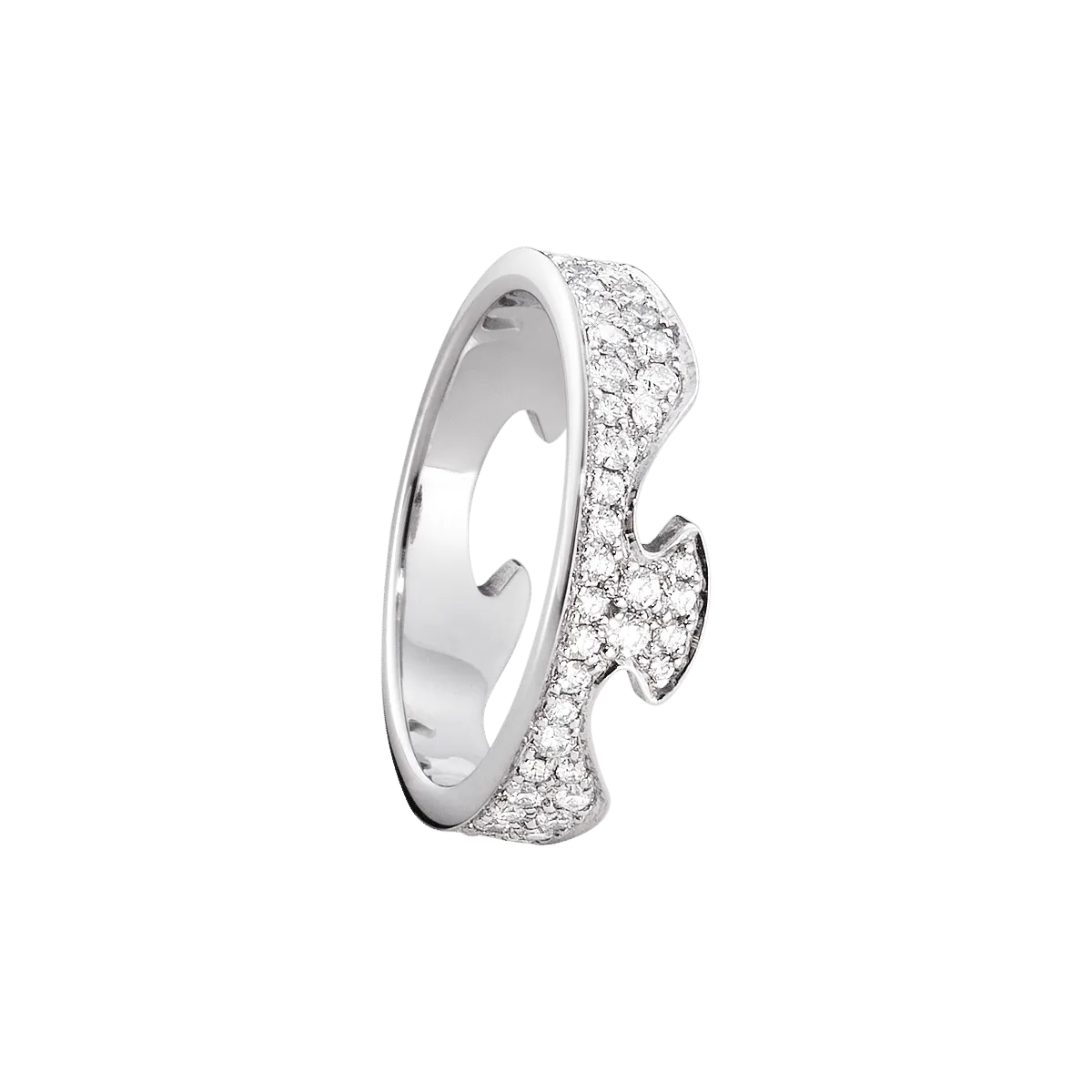Fusion End Pavé 18K White Gold Ring w. Diamonds